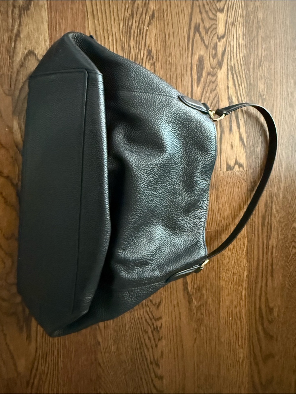 Coach Black Pebbled Leather Shoulder Tote with Gold Accents - Picture 4 of 6